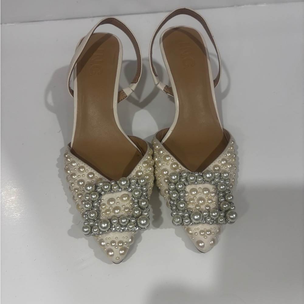 INC International Concepts Pearl Embellished Heels - Picture 2 of 7